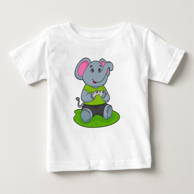 Camiseta Para Bebê Elefante como Jogador (Frente)