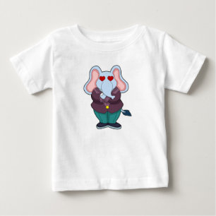 Camiseta Para Bebê Elefante como Noivo com Terno.PNG
