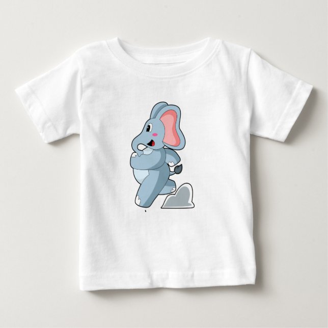 Camiseta Para Bebê Elefante como Runner (Frente)