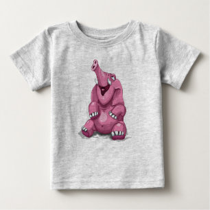 Camiseta Para Bebê Elefante cor-de-rosa bonito