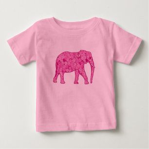 Camiseta Para Bebê Elefante da flor - T-Shirt bebê rosa-rosa-fuchsia