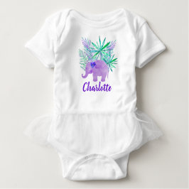 Camiseta Para Bebê Elefante de Aquarela Jungle Tropical Personalizáve