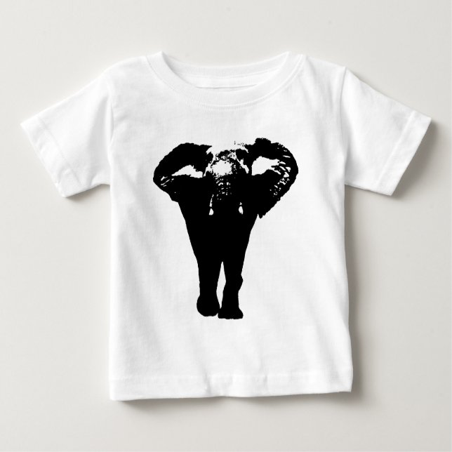 Camiseta Para Bebê Elefante de Arte Pop Única (Frente)