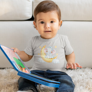 Camiseta Para Bebê Elefante De Bebê Bastante Na Crescente Aquarela Da