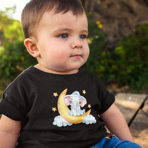 Camiseta Para Bebê Elefante De Bebê Bastante Na Crescente Aquarela Da