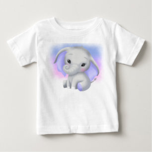 CAMISETA PARA BEBÊ ELEFANTE DE CINZAS ADORÁVEL COM ANOS PURPOS