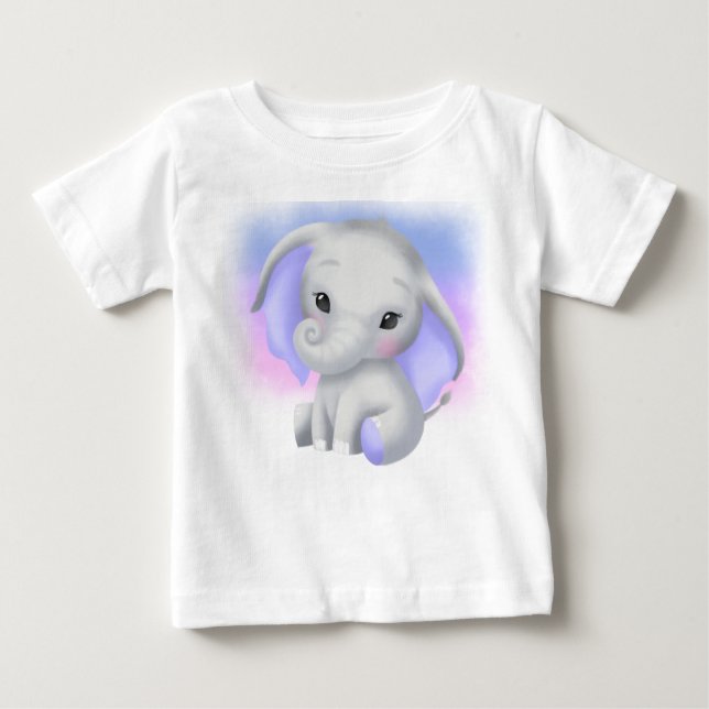 CAMISETA PARA BEBÊ ELEFANTE DE CINZAS ADORÁVEL COM ANOS PURPOS (Frente)