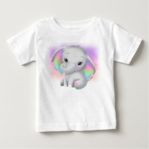 CAMISETA PARA BEBÊ ELEFANTE DE CINZAS ADORÁVEL COM OUVIDOS COLORIDOS