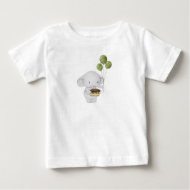 Camiseta Para Bebê Elefante de cozinha de aquarela com bolo e balões