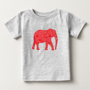 Camiseta Para Bebê Elefante de flores - T-Shirt de bebê vermelho e c