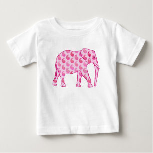 Camiseta Para Bebê Elefante de Paisley - rosa e fúcsia do gelo