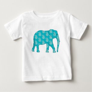 Camiseta Para Bebê Elefante de Paisley - turquesa e aqua
