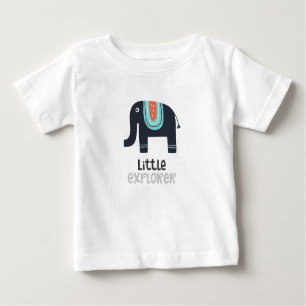 Camiseta Para Bebê Elefante de Pequeno Explorador Nórdico