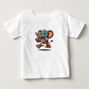 Camiseta Para Bebê Elefante de Touchdown: Bebê de Futebol de Cartoon