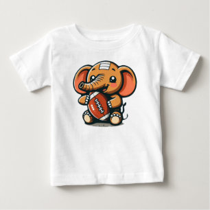 Camiseta Para Bebê Elefante de Touchdown: Futebol de Cartoon