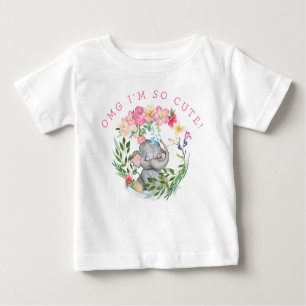 Camiseta Para Bebê Elefante Divertido OMG Tão Bonito Texto Floresta R