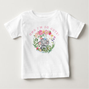 Camiseta Para Bebê Elefante Divertido OMG Texto Tão bonito Floresta R