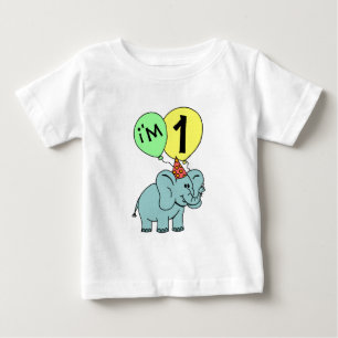 Camiseta Para Bebê Elefante do primeiro aniversario