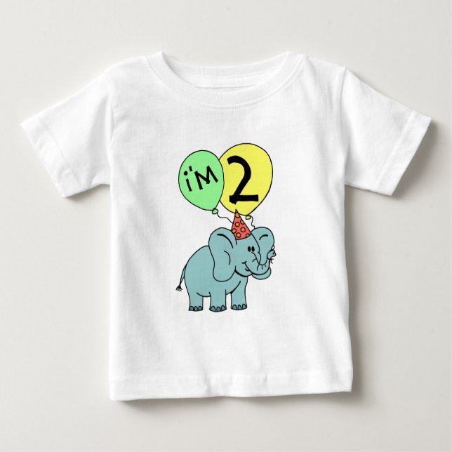 Camiseta Para Bebê Elefante do segundo aniversário (Frente)