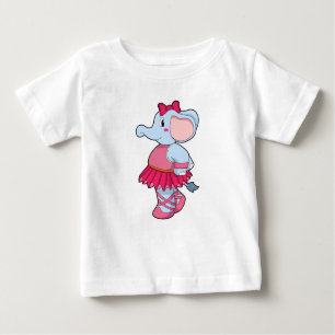 Camiseta Para Bebê Elefante em Balé com saia