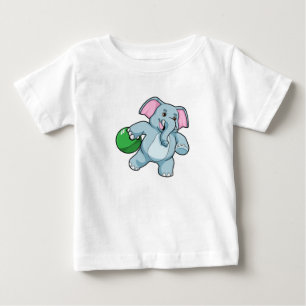 Camiseta Para Bebê Elefante em Boliches com Bola de boliche