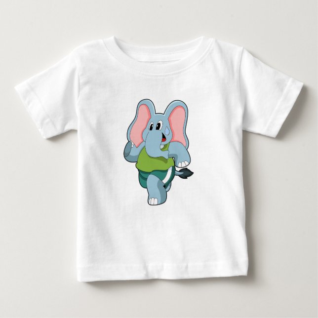 Camiseta Para Bebê Elefante em Execução (Frente)