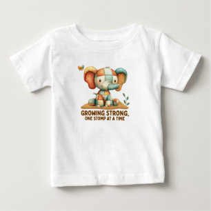 Camiseta Para Bebê Elefante em Patchwork “Crescendo Forte”  
