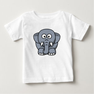 Camiseta Para Bebê Elefante Engraçado - Camisa-T-Cinza