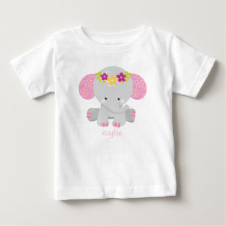Camiseta Para Bebê Elefante Floral Sweet Safari c/Personalização