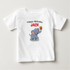Camiseta Para Bebê Elefante Fofo Carregando Presente