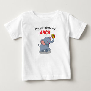 Camiseta Para Bebê Elefante Fofo Carregando Presente