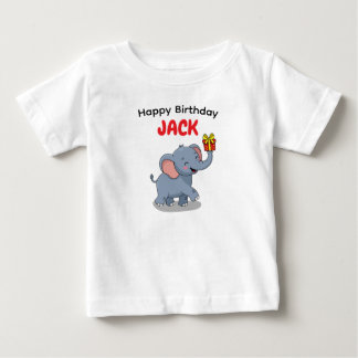 Camiseta Para Bebê Elefante Fofo Carregando Presente