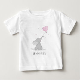 Camiseta Para Bebê Elefante Fofo com Nome de Balão