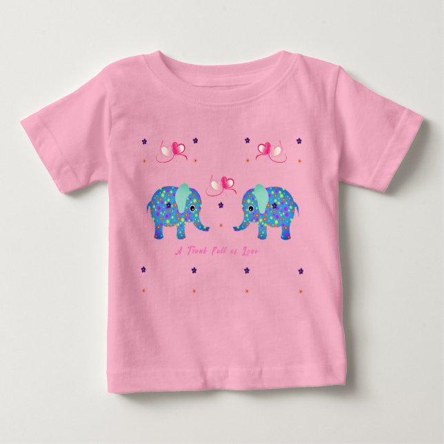 Camiseta Para Bebê Elefante Fofo de Crianças (Frente)