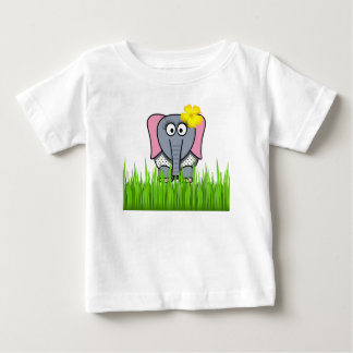 Camiseta Para Bebê Elefante Girly Na Grama
