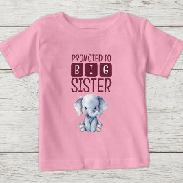 Camiseta Para Bebê Elefante irmã mais velha rosa fofa