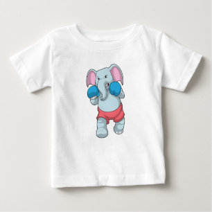 Camiseta Para Bebê Elefante no Boxing com luvas in a box