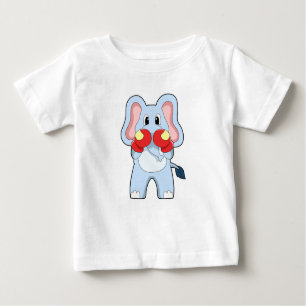 Camiseta Para Bebê Elefante no Boxing com luvas in a box