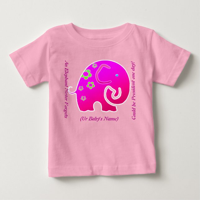 Camiseta Para Bebê Elefante Nunca Esquece (Personalizado Onsie) (Frente)