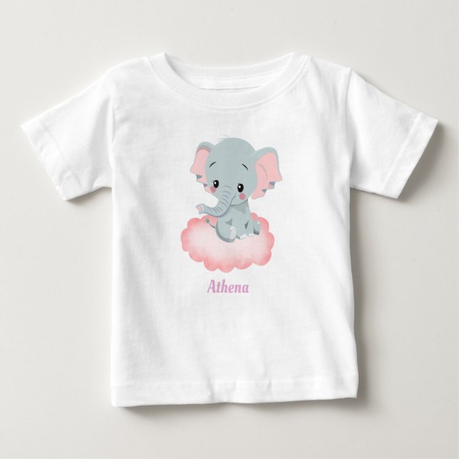 Camiseta Para Bebê Elefante para Bebês Personalizado (Frente)