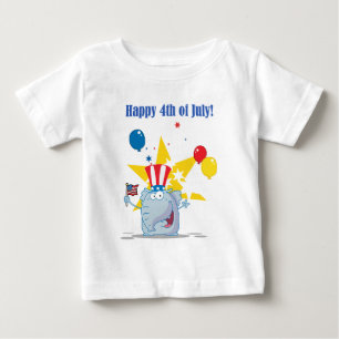 Camiseta Para Bebê Elefante Patriótico Acenando Uma Bandeira American