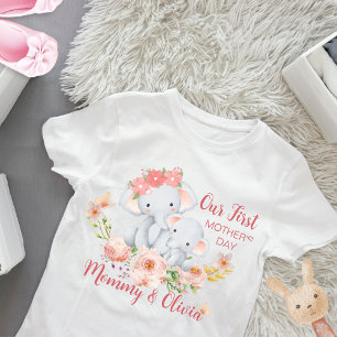 Camiseta Para Bebê Elefante personalizado para o primeiro Dia de as m