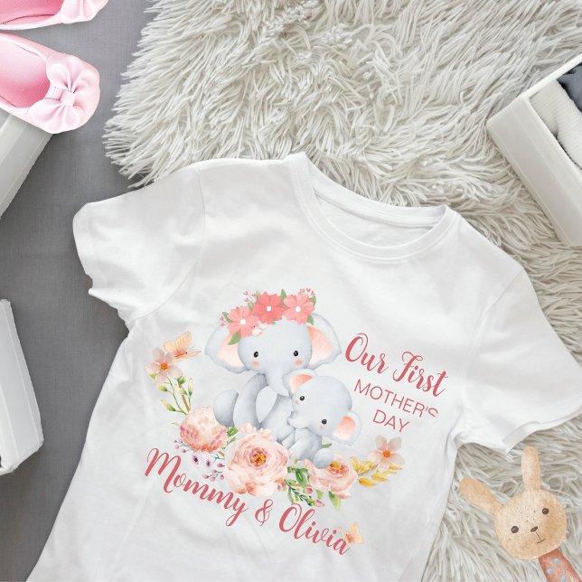 Camiseta Para Bebê Elefante personalizado para o primeiro Dia de as m (Criador carregado)