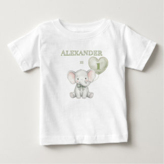 Camiseta Para Bebê Elefante Personalizado para Primeiro Aniversário