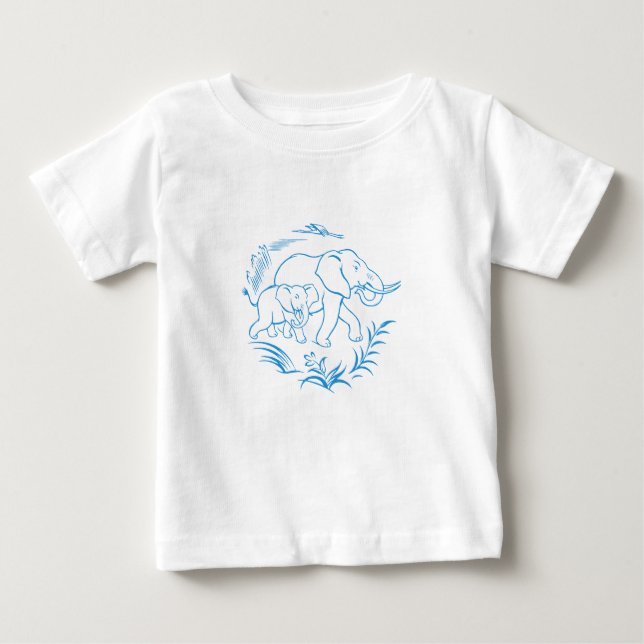 Camiseta Para Bebê Elefantes (Frente)