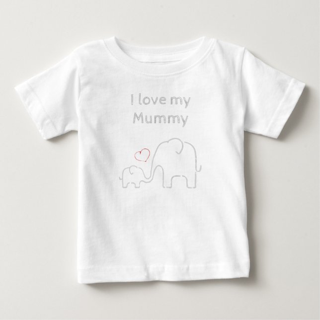 Camiseta Para Bebê Elefantes bonitos adoram minha camiseta de bebê mã (Frente)