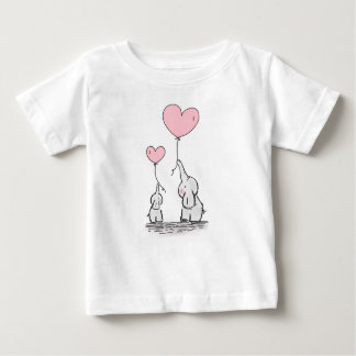 Camiseta Para Bebê Elefantes da mãe e do bebê com os balões