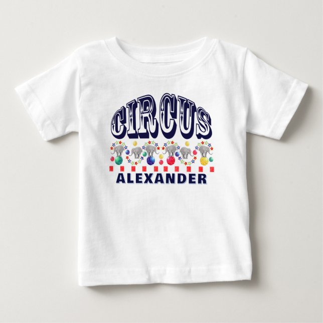 Camiseta Para Bebê Elefantes de Circo (Frente)