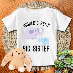 Camiseta Para Bebê Elefantes Fofos 🐘 Melhor Irmã Mais Velha do Mundo