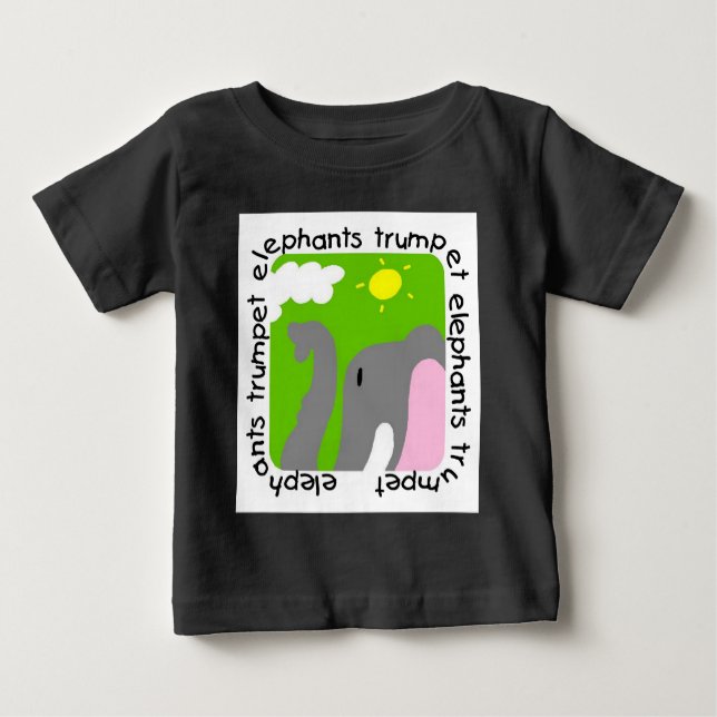Camiseta Para Bebê Elefantes Trumpet Baby Raglan T-shirt (Frente)